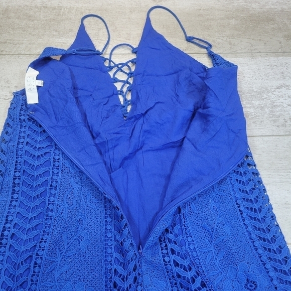 ASTR The Label Lace Up Blue Shift Dress Size Small - Picture 7 of 8